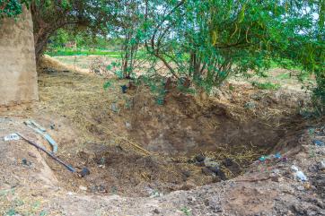 An organic manure pit.