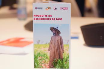 The cover of a brochure of research products of the Justice and Stability in the Sahel (JASS) program.